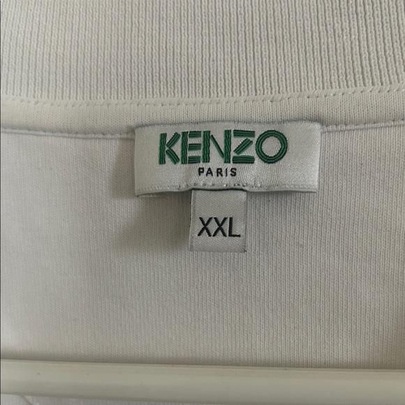 KENZO Paris Men’s Stripe Logo Pique Polo Shirt White Black XXL - Picture 2 of 5